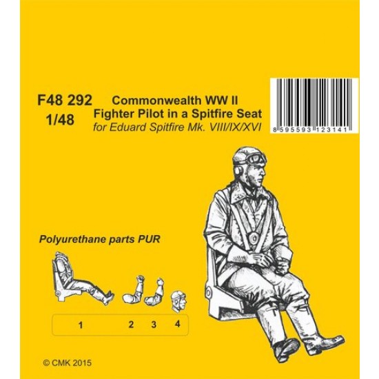 1/48 WWII Spitfire Mk.VIII/IX/XVI Commonwealth Fighter Pilot in Seat for Eduard kits