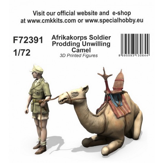 1/72 Afrikakorps Soldier Prodding Unwilling Camel