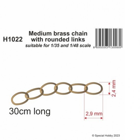 1/35 1/48 Medium Brass Chain with Rounded Links (L: 30cm)