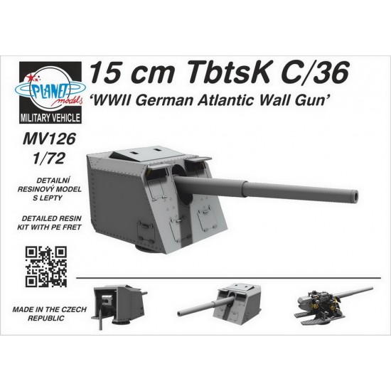 1/72 WWII German 15cm TbtsK C/36 Atlantic Wall Gun All Resin Kit
