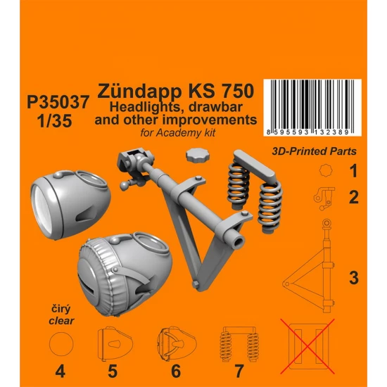 1/35 Zundapp KS 750 Headlights, Drawbar and other Improvements for Academy kit