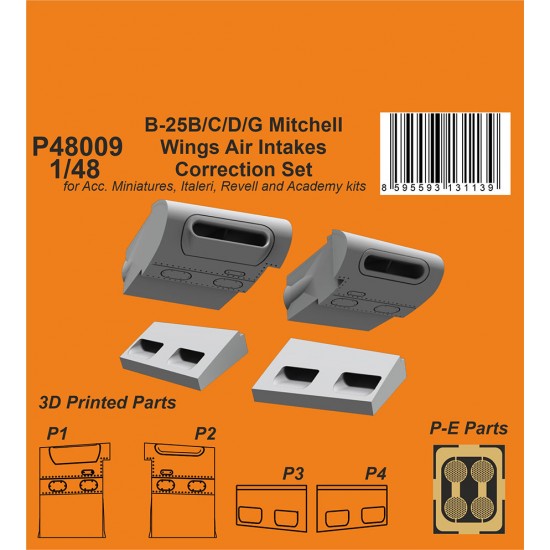 1/48 B-25 Mitchell Wings Air Intakes Correction Set for Ac. Minniatures/Academy/Italeri