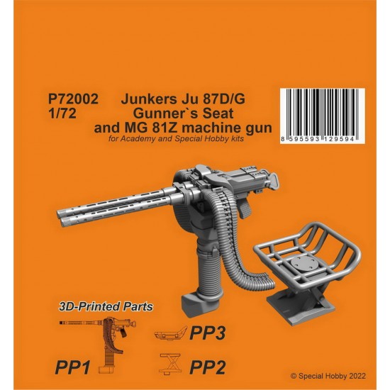 1/72 Ju 87D/G Gunner's Seat & MG 81Z Machine Gun for Academy/Special Hobby kits