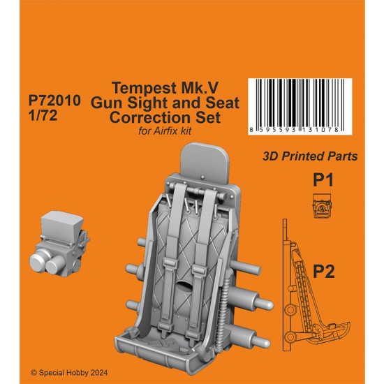 1/72 Tempest Mk.V Gun Sight and Seat Correction Set for Airfix kit