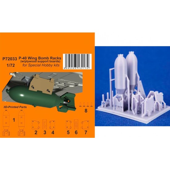 1/72 P-40 Wing Bomb Racks with Plywood Support Boards for Special Hobby ...