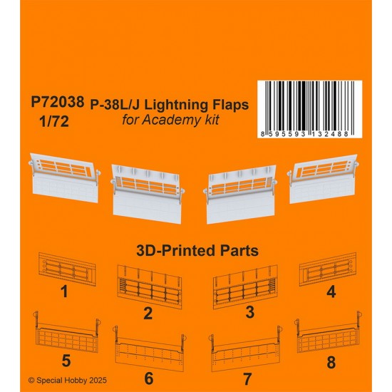 1/72 WWII US P-38L/J Lightning Flaps for Academy kit