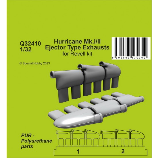 1/32 Hurricane Mk.I/II Ejector Type Exhausts for Revell kit