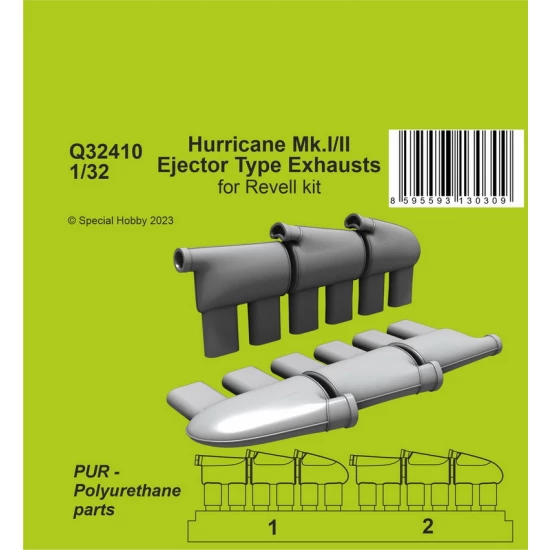 1/32 Hurricane Mk.I/II Ejector Type Exhausts for Revell kit