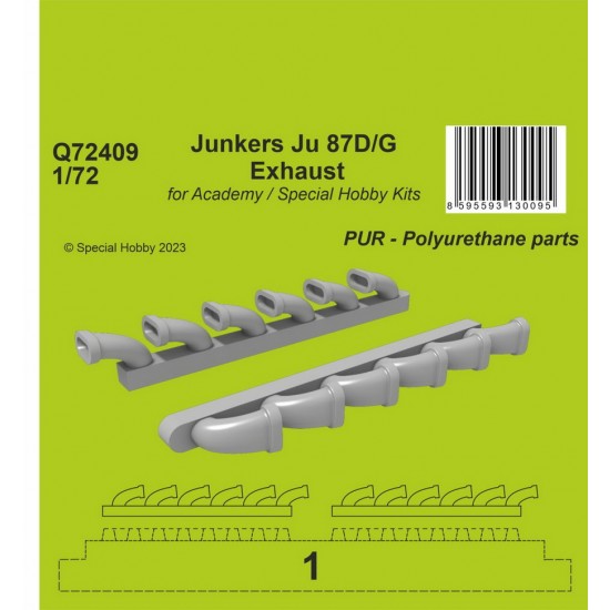 1/72 Junkers Ju 87D/G Exhaust for Academy/Special Hobby Kits