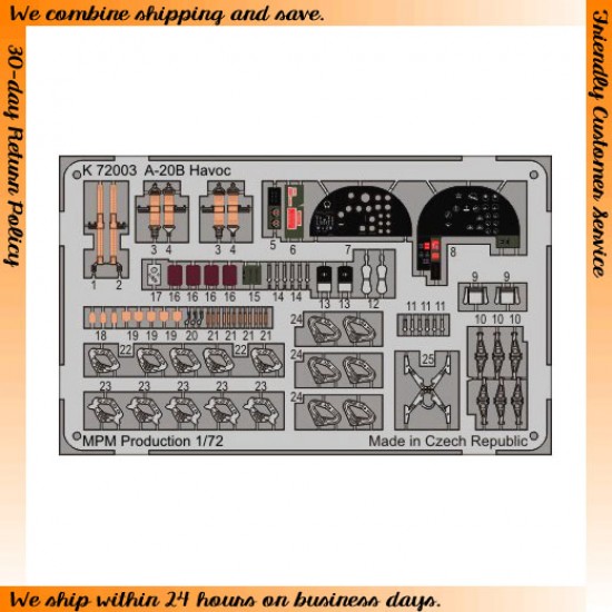 Photo-etched Parts for 1/72 A-20B Havoc MPM kit #72557