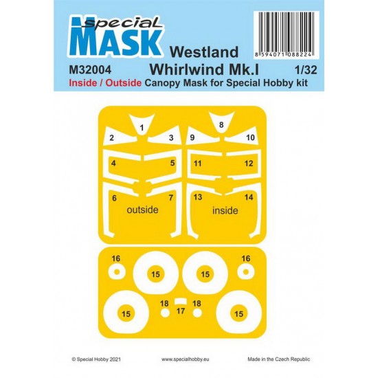 1/32 Westland Whirlwind Mk.I Inside/Outside Paint Masking for Special Hobby kits