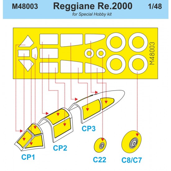1/48 Reggiane Re 2000 Paint Masking for Special Hobby kits