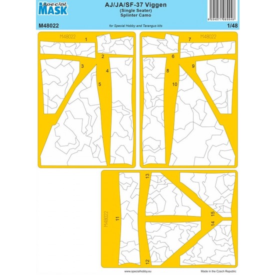 1/48 Modern Swedish AJ/JA/SF-37 Viggen (Single Seater) Splinter Camo Mask for SH/Tarangus