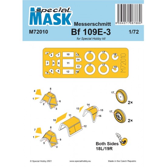 1/72 Messerschmitt Bf 109E-1/3 Paint Masking Sheets for Special Hobby kits