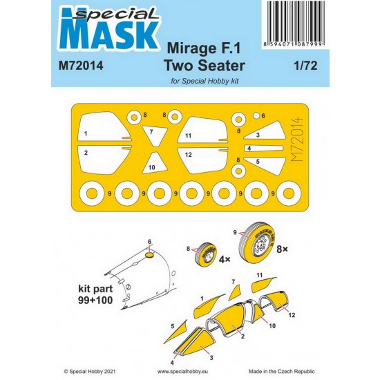 1/72 Modern Mirage F.1 Two Seater Paint Masking for Special Hobby kits