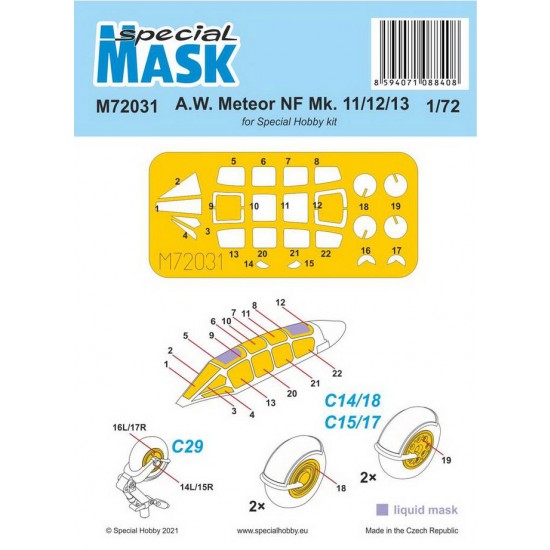 1/72 A.W. Meteor NF Mk.11/12/13 Paint Masking for Special Hobby kits