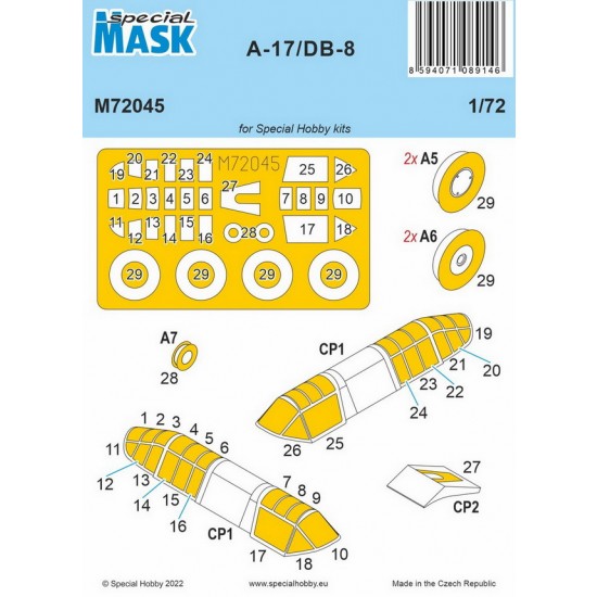 1/72 A-17/DB-8 Paint Masking for Special Hobby kits
