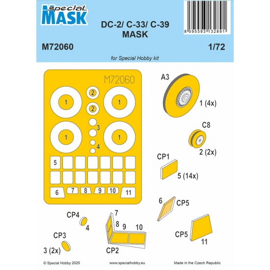 1/72 Interwar/WWII DC-2/C-33/C-39 Mask for Special Hobby kit