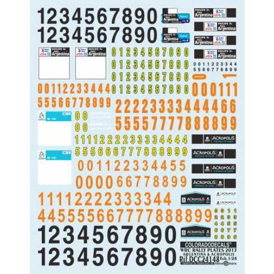 1/24 WRC Rally Plates 2013 Decals - Argentina & Acropoles