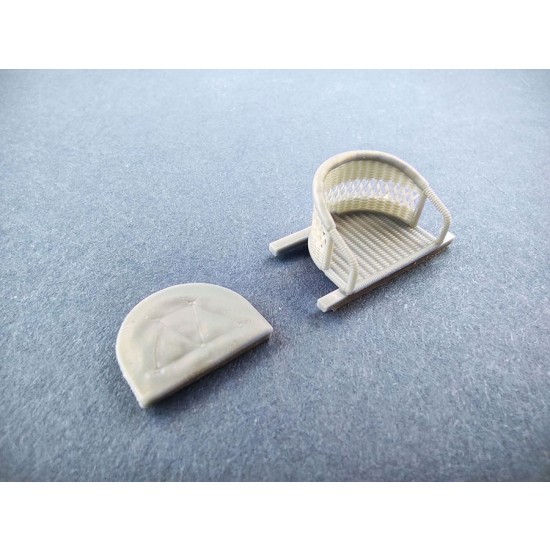 1/32 Bristol Scout Wicker Seat with Cushion and Leather Pad for Copper State kit