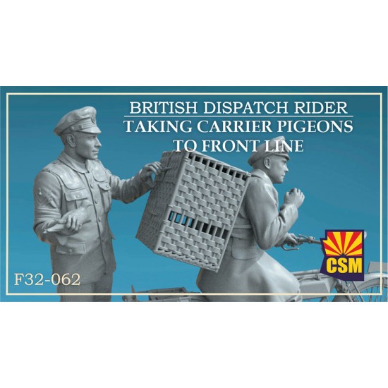 1/32 British Dispatch Rider taking carrier pigeons to the front line (2 figures)