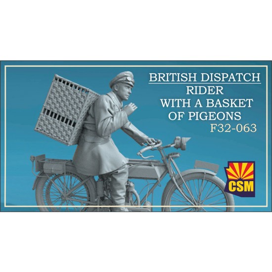1/32 British Dispatch Rider with a basket of pigeons