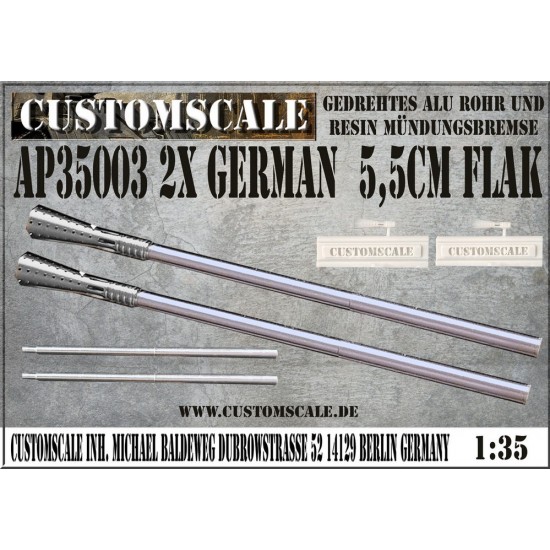 1/35 2x German 5.5cm Alu Barrel mit Resin Mundungsbremse