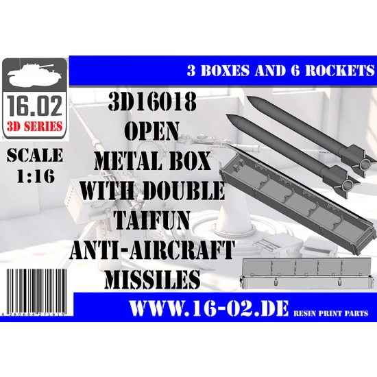 1/16 Open Metal Box with Double Taifun Anti-Aircraft Missiles (3 boxes and 6 rockets)