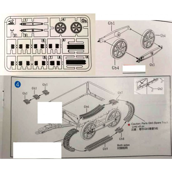 Spare Parts of Tracks for 1/35 Universal Fuel Tank Trailer #AB3579