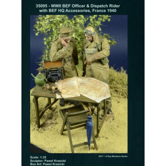 1/35 WWII BEF Officer & Dispatch Rider w/HQ (2 figures + accessories)