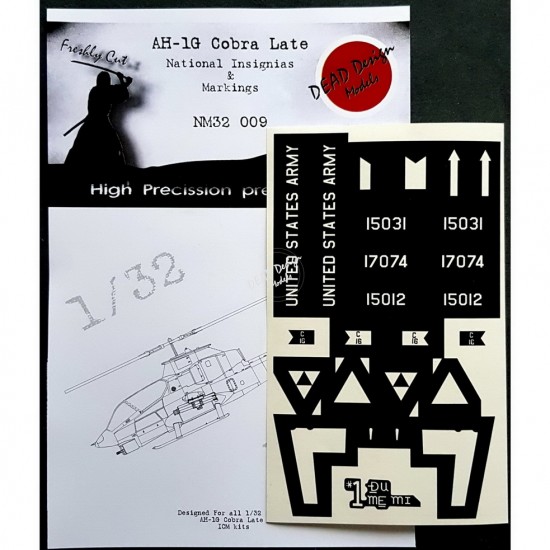 1/32 Bell AH-1G Cobra Late National Insignias Masking for ICM kits
