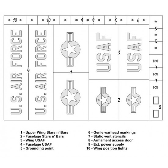 1/48 F-106 National Insignias Masking for Monogram/Trumpeter kits