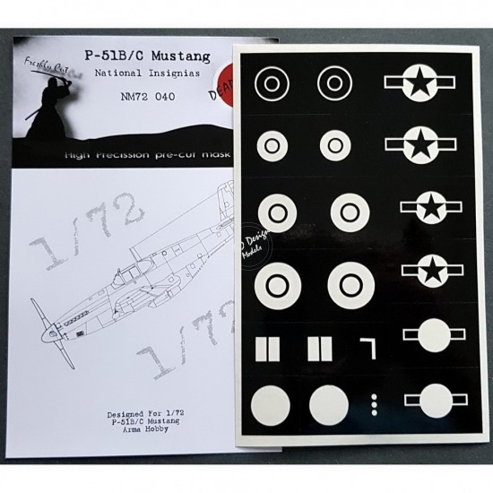 1/72 P-51 B/C Mustang National Insignias Masking for Arma Hobby kits