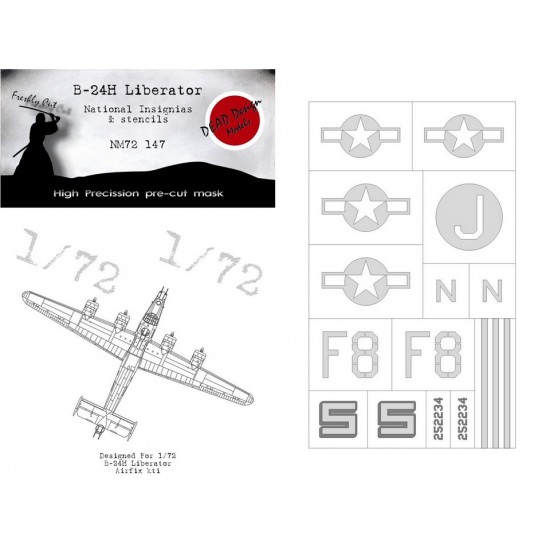 1/72 Consolidated B-24H Liberator National Insignias Masking for Airfix kits
