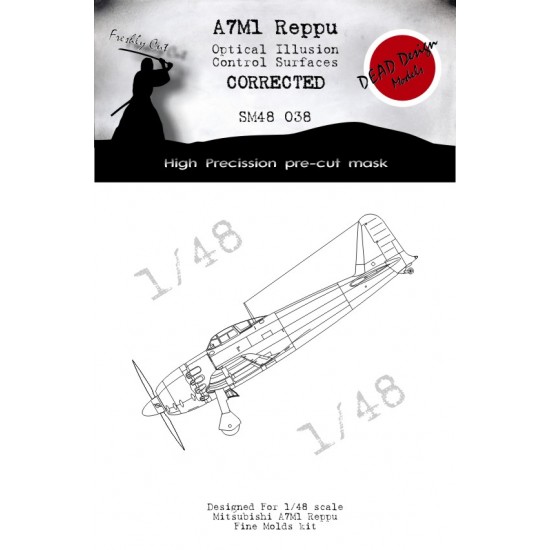 1/48 Mitsubishi A7M Reppu Control Surfaces Masking for Fine Molds