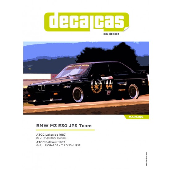 1/24 BMW M3 E30 Team JPS sponsored by John Player & Sons 1987 Decal for Beemax/Aoshima/Fujimi/Nunu