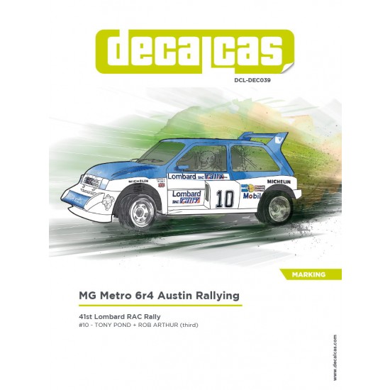 1/24 MG Metro 6r4 Group B Team Austin Rallying - 1985 Decal for Belkits ...