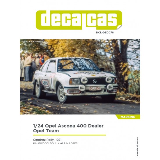 1/24 Opel Ascona 400 Dealer Opel Team Sponsored by Wynn Marking Decal for Belkits