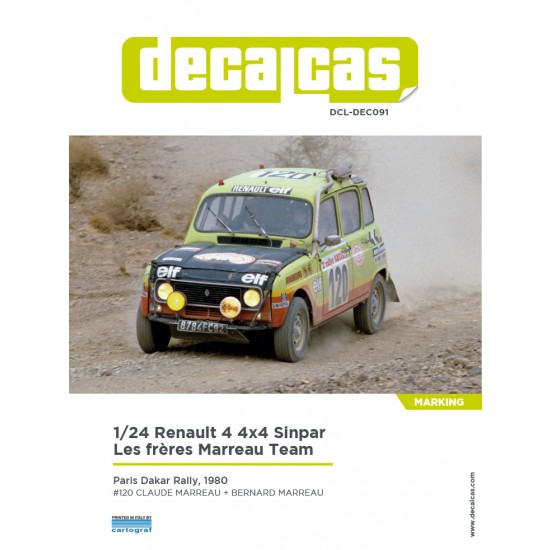 1/24 Renault 4 4x4 Sinpar Team Les freres Marreau Africatours 1980 Marking Decal