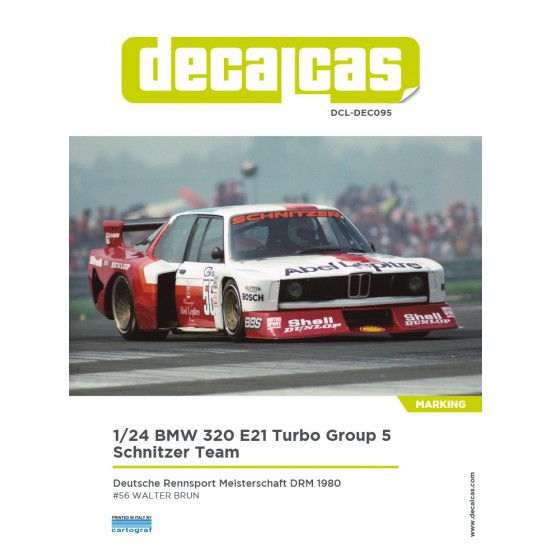 1/24 BMW 320 E21 Turbo Group 5 Team Schnitzer Marking Decal for Beemax BX24028