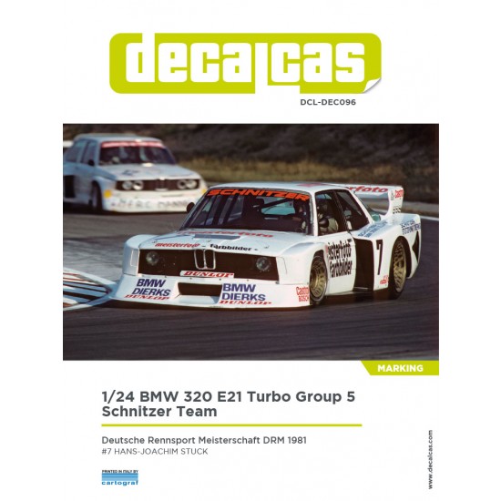 1/24 BMW 320 E21 Turbo Group 5 Team Schnitzer Marking Decal for Beemax BX24028