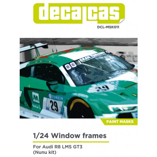 1/24 Audi R8 LMS GT3 Window Frame Masks for Nunu kits Decalcas MSK011