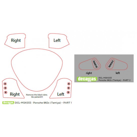 1/24 Porsche 962C Window Frames Masks for Tamiya kit