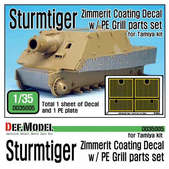 1/35 German Sturmtiger Zimmerit Coating Decals with Photo-Etched Grill Set for Tamiya kit