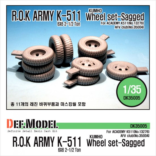 1/35 ROK K511/A1 Sagged Wheel set w/Paint Masks for Academy/AFV Club M35 kits
