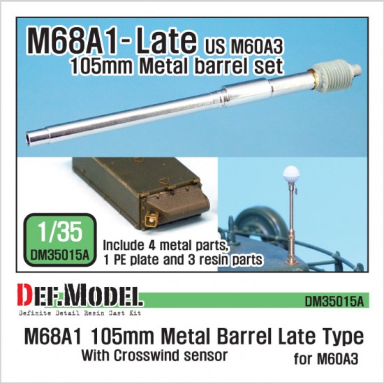 1/35 M68A1 105mm Metal Gun Barrels #Late (4pcs w/resin & PE) for M60A3