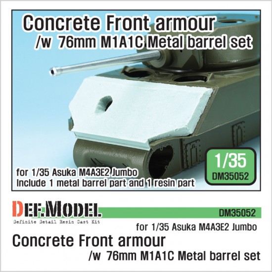 1/35 US M4A3E2 Jumbo Concrete Front Armour w/76mm M1A1C Barrel for Asuka kit #35021