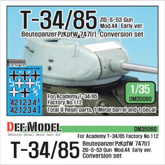 1/35 T-34/85 S-53 Cross Casting Line Turret Set for Academy T-34/85 Factory No.112