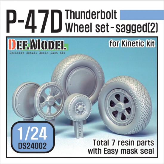 1/24 Republic P-47D Thunderbolt Sagged Wheels Set 2 for Kinetic kit K3207