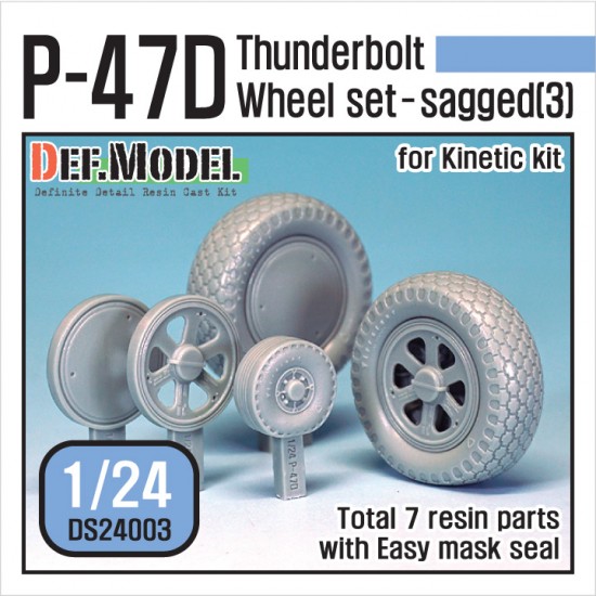 1/24 Republic P-47D Thunderbolt Sagged Wheels Set 3 for Kinetic kit K3207